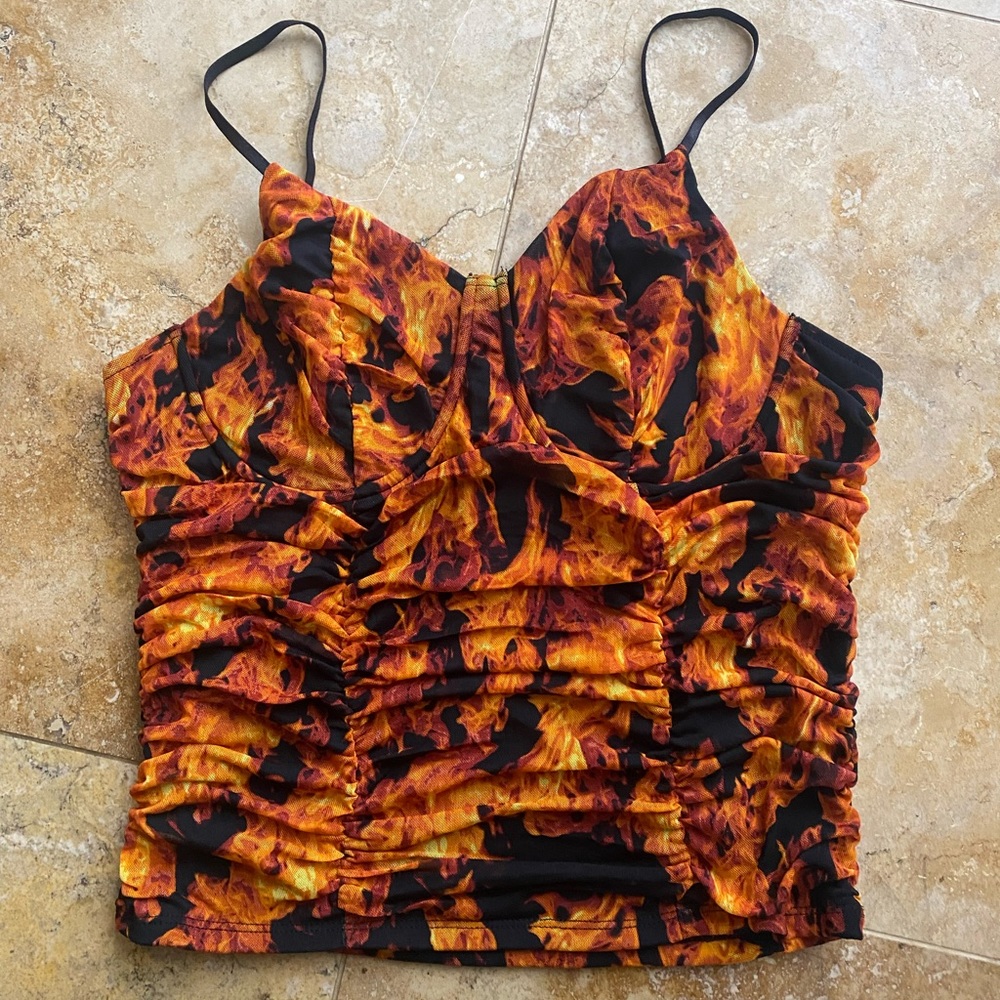 Just Polly New York fire tank top spaghetti strap top blouse corset styl…